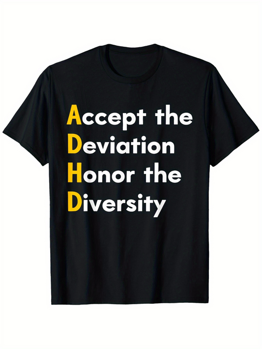 Men's Graphic T-Shirt Accept The Deviation Honor The Diversity Typography Statement T Shirt
