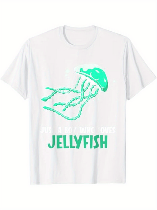 Men's Graphic T-Shirt Jellyfish Floating Gracefully With Blue Green Rippling Water Jellyfish