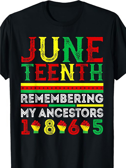 Men's Graphic T-Shirt Juneteenth Remembering My Ancestors With Colorful Tribute Symbols Shirt