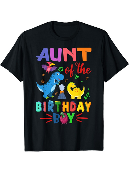 Men's Graphic T-Shirt Aunt Of The Birthday Boy With Cute Colorful Dinosaurs And Confetti Party Scene Tshirt