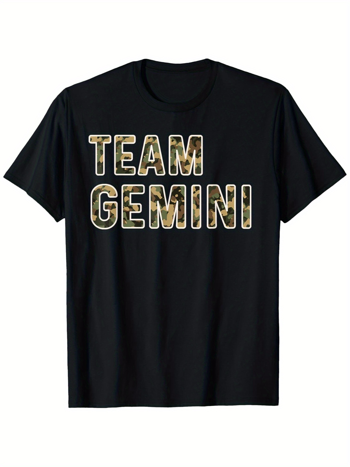 Men's Graphic T-Shirt Team Gemini Bold Outline Letters With Subtle Nature Inspired Texture Gemini