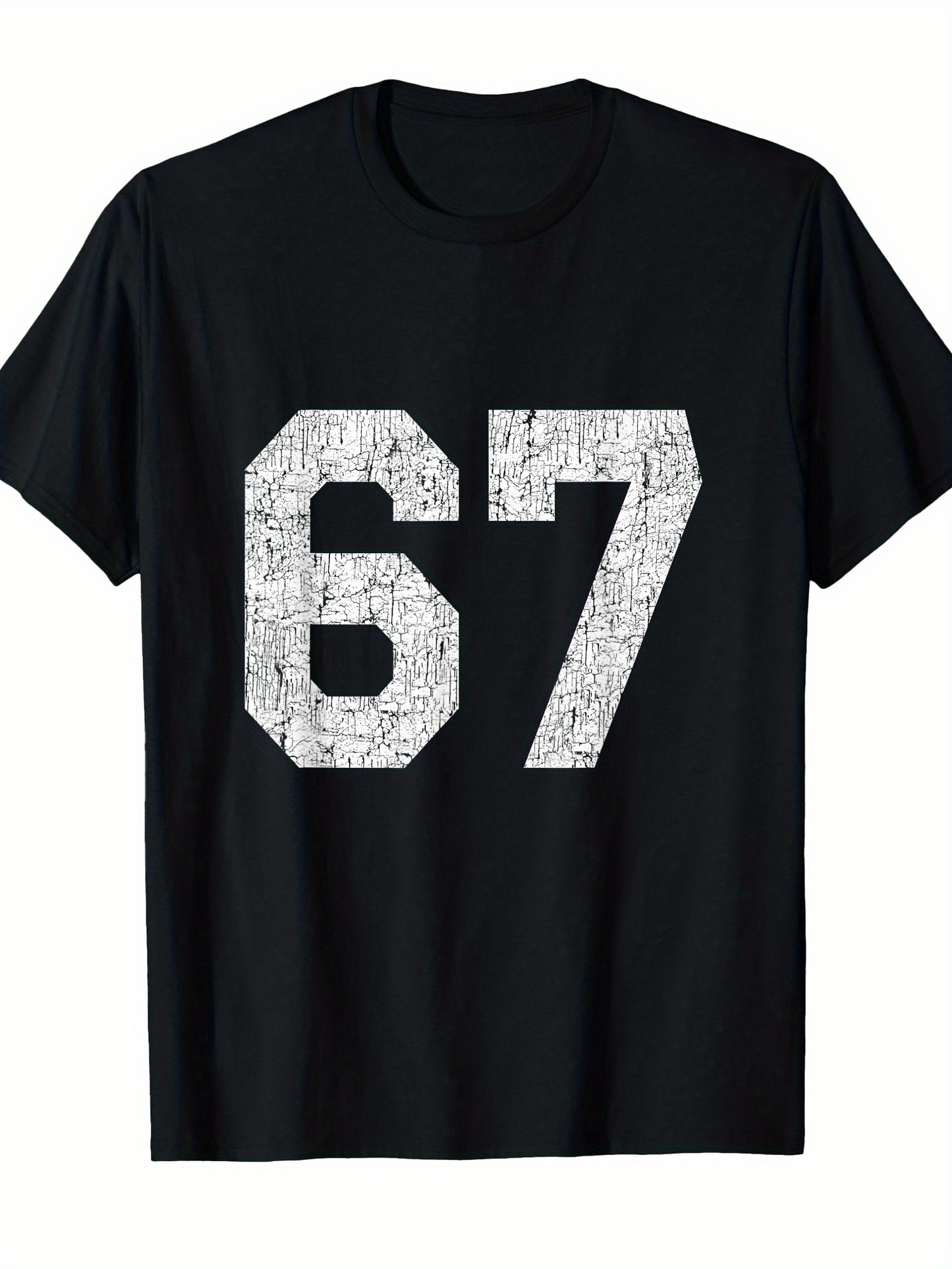Men's Graphic T-Shirt Bold White Number Print With Subtle Graphic Texture Number