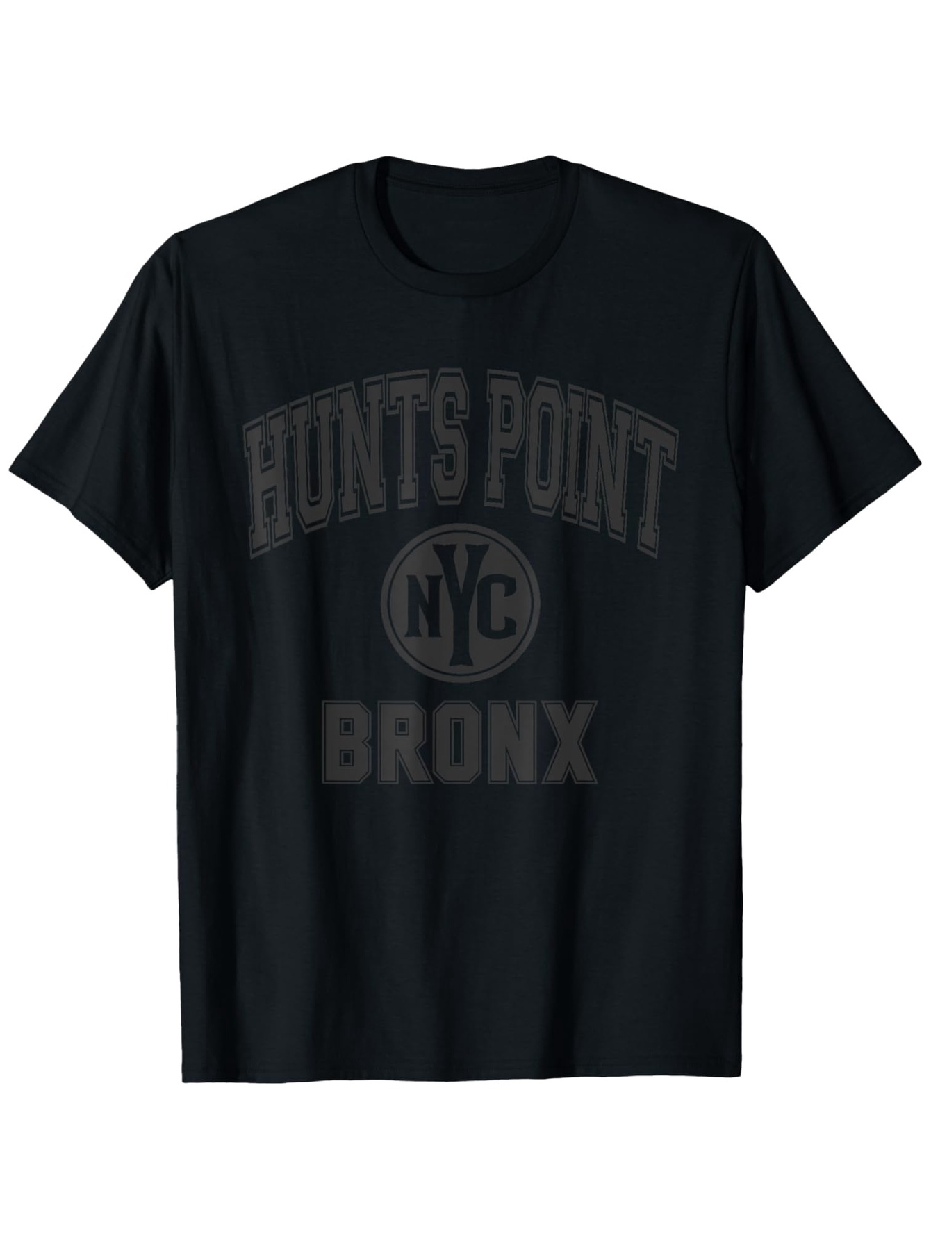 Men's Graphic T-Shirt Hunts Point NYC Bronx Typography Print Classic Black T Shirt