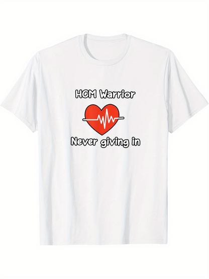Men's Graphic T-Shirt HCM Warrior Heartbeat Line With Inspirational Slogan Among Red Heart