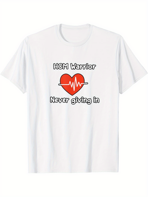 Men's Graphic T-Shirt HCM Warrior Heartbeat Line With Inspirational Slogan Among Red Heart