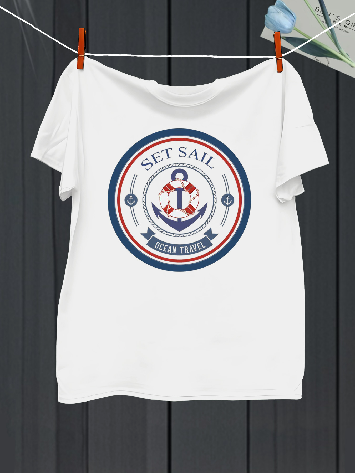 Men's Graphic T-Shirt Set Sail With Nautical Rope Motif And Classic Anchor Emblem