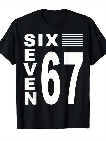 Men's Graphic T-Shirt Bold White Letters And Numbers With Graphic Elements Black T Shirt