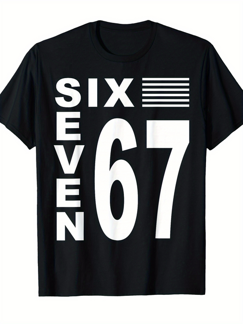 Men's Graphic T-Shirt Bold White Letters And Numbers With Graphic Elements Black T Shirt