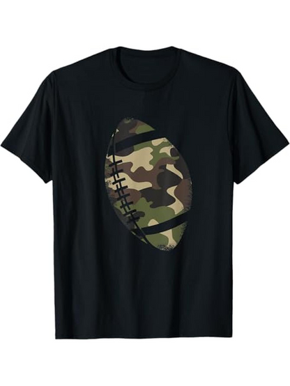 Men's Graphic T-Shirt Camouflage Pattern With Earthy Green Brown Colors Football