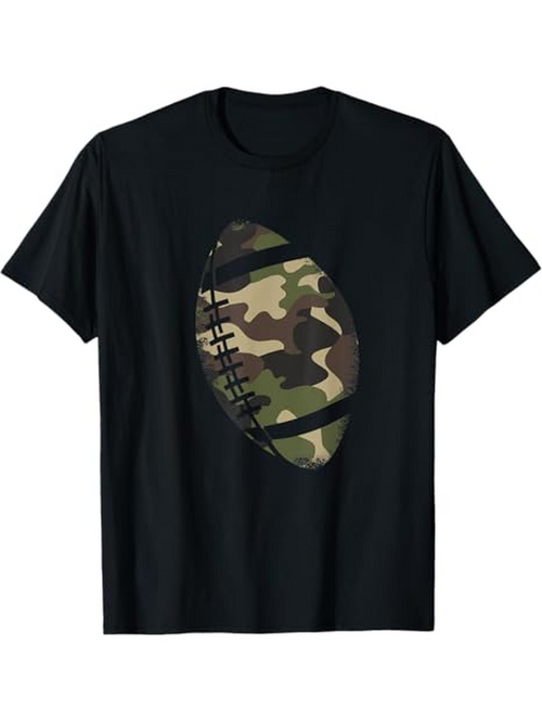 Men's Graphic T-Shirt Camouflage Pattern With Earthy Green Brown Colors Football