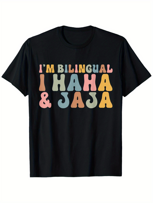Men's Graphic T-Shirt Im Bilingual Multicolor Retro Large Text Quotes T Shirt
