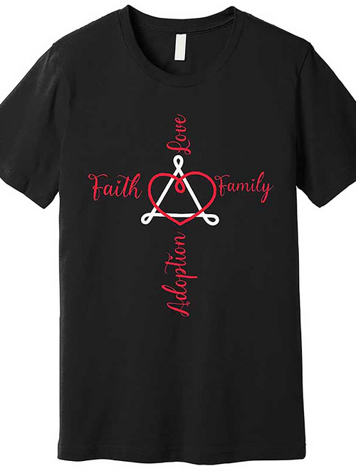 Men's Graphic T-Shirt Faith Love Adoption Family In Red Script Among Heart Symbol Cross