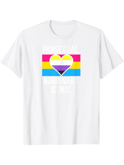 Men's Graphic T-Shirt Pansexual Nonbinary Pride Flag With Bold Heart Graphic