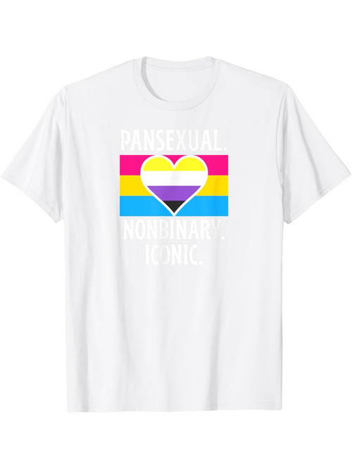 Men's Graphic T-Shirt Pansexual Nonbinary Pride Flag With Bold Heart Graphic