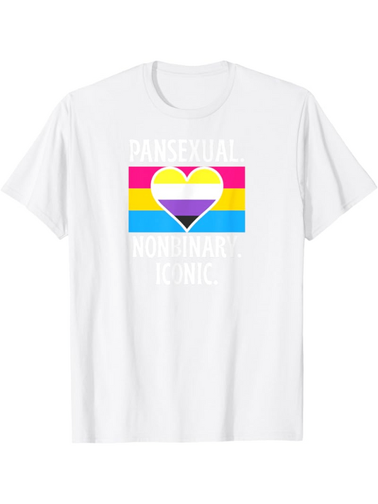 Men's Graphic T-Shirt Pansexual Nonbinary Pride Flag With Bold Heart Graphic