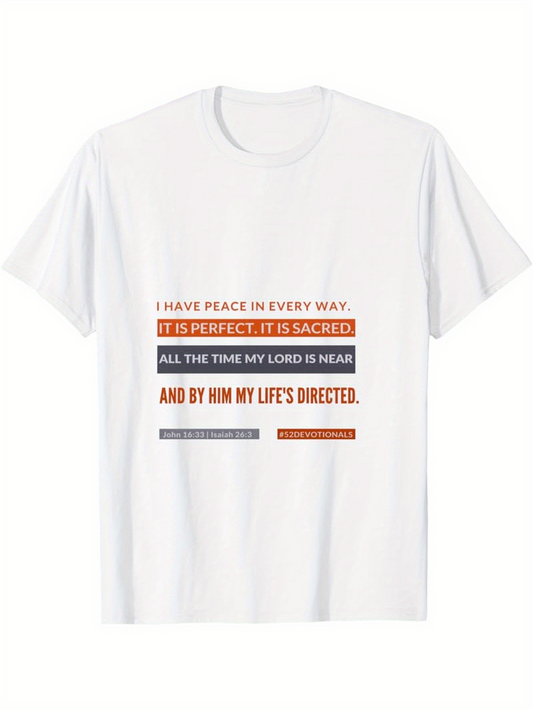 Men's Graphic T-Shirt Peaceful Sacred Words With Contrasting Highlighted Block Text Message