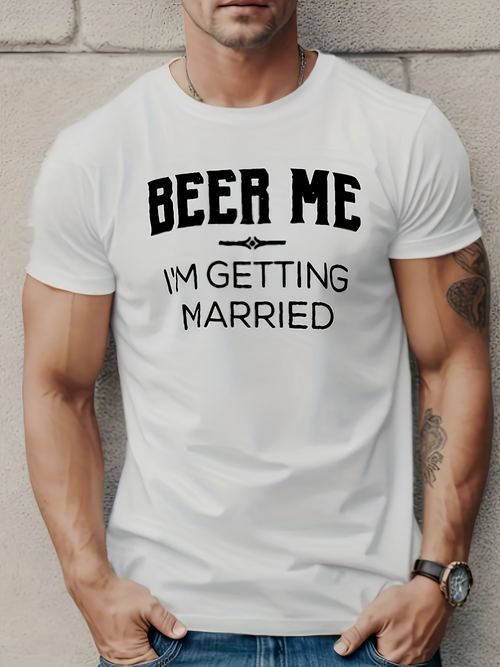 Men's Graphic T-Shirt Beer Me Bold Statement With Clean Modern Font On White T Shirt