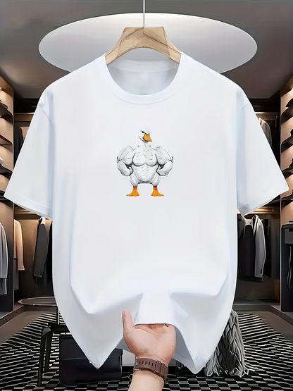 Men's Graphic T-Shirt Funny Cartoon Inspired Muscular Chicken Wearing Yellow Boots Chicken