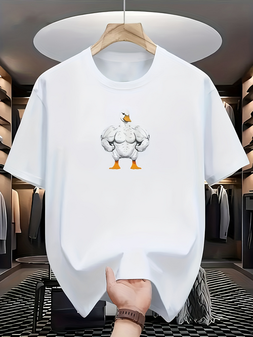 Men's Graphic T-Shirt Funny Cartoon Inspired Muscular Chicken Wearing Yellow Boots Chicken