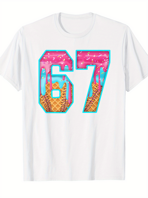 Men's Graphic T-Shirt Gradient Neon Skyline Sunset With Tropical Palm In Shaped Numbers