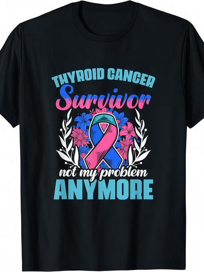 Men's Graphic T-Shirt Thyroid Cancer Survivor Floral Ribbon With Positive Message T Shirt