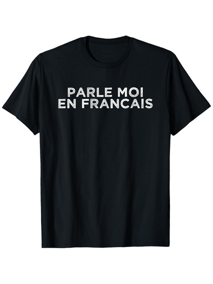 Men's Graphic T-Shirt French Language Learning T-Shirt 100% Cotton Crew Neck Tee Breathable & Washable Casual Printed Short Sleeve Top for Men & Women Ideal for Hiking Running Cycling Daily Wear - Black Outdoo