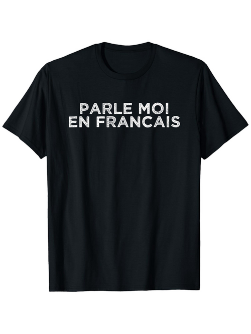 Men's Graphic T-Shirt French Language Learning T-Shirt 100% Cotton Crew Neck Tee Breathable & Washable Casual Printed Short Sleeve Top for Men & Women Ideal for Hiking Running Cycling Daily Wear - Black Outdoo