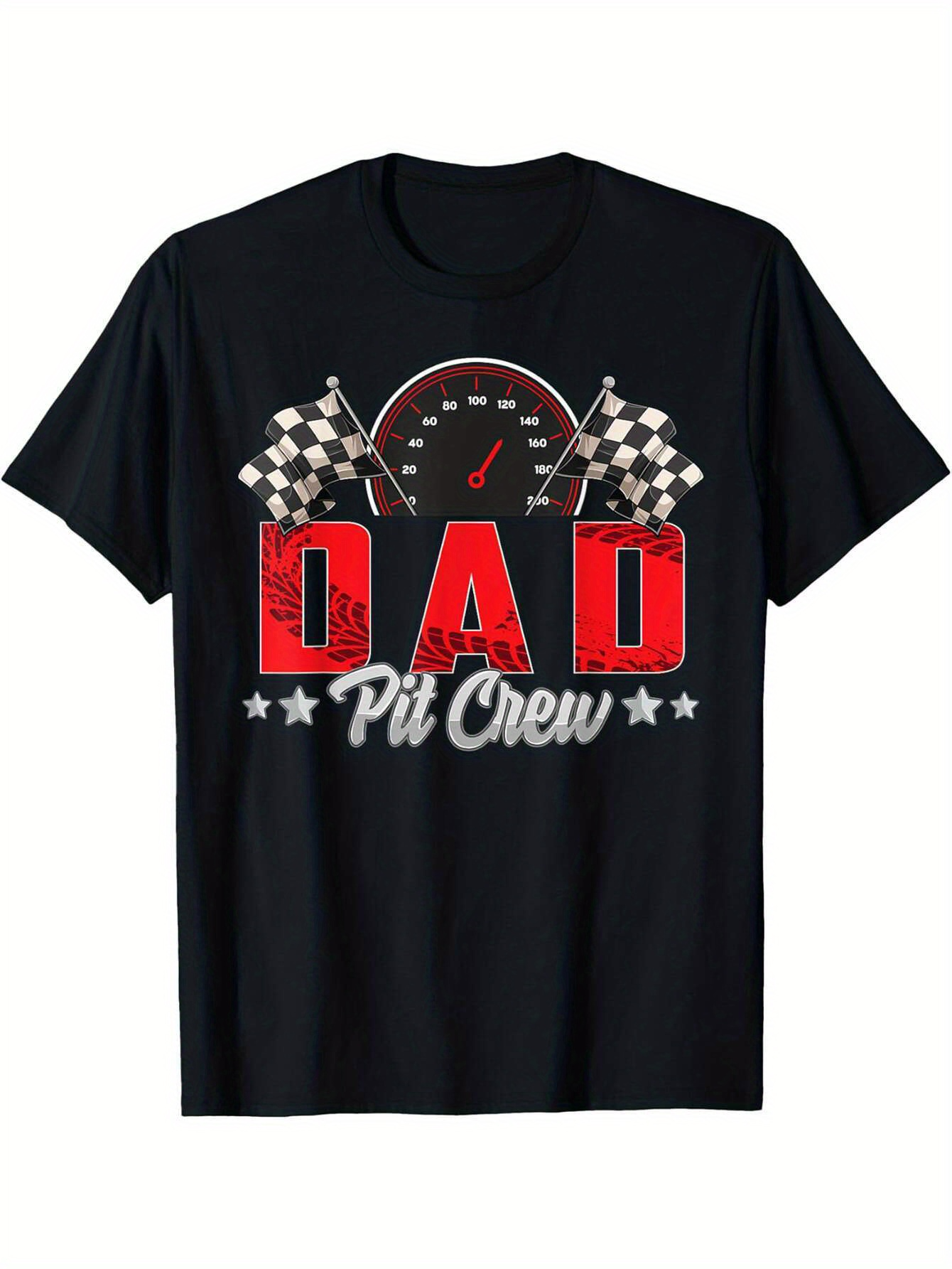 Men's Graphic T-Shirt Dad Pit Crew Racing Flags With Speedometer Graphic Shirt
