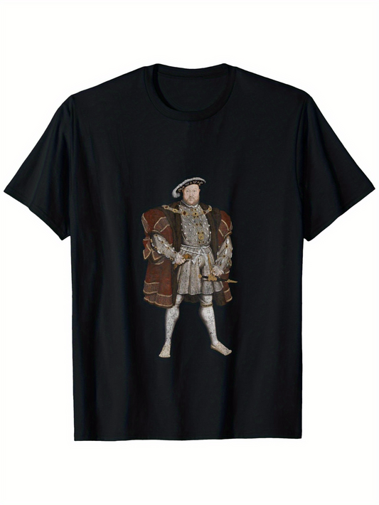 Men's Graphic T-Shirt Vintage Royal Clothing With Jewel Accents Depicting Majestic Noble Standing Man