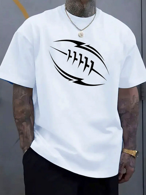Men's Graphic T-Shirt Abstract Black Graphic With Tribal Energy Oval Football