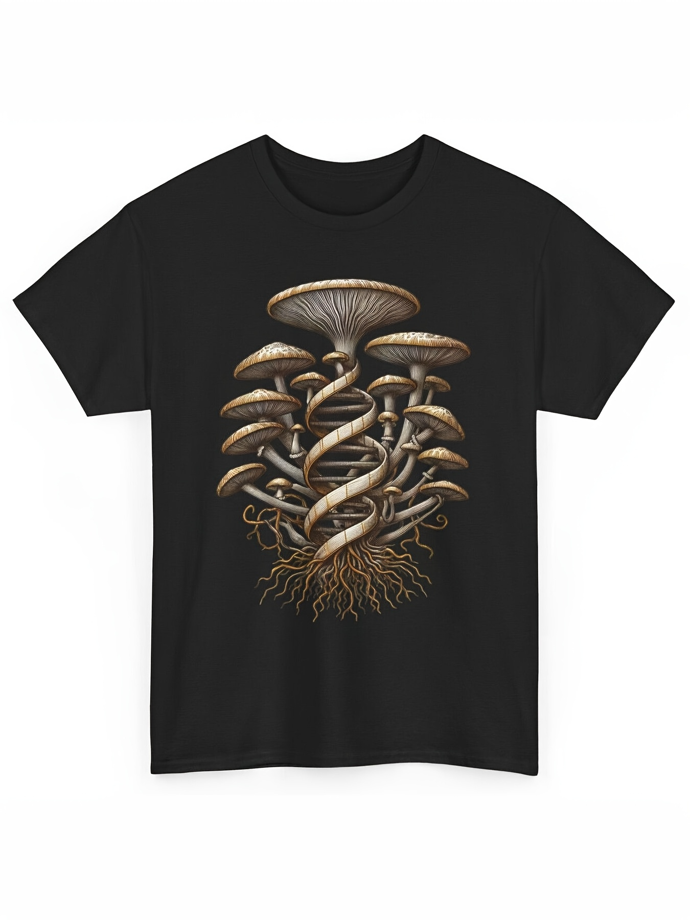 Men's Graphic T-Shirt Intertwined Roots In Dense Cluster Forming Forest Mushrooms