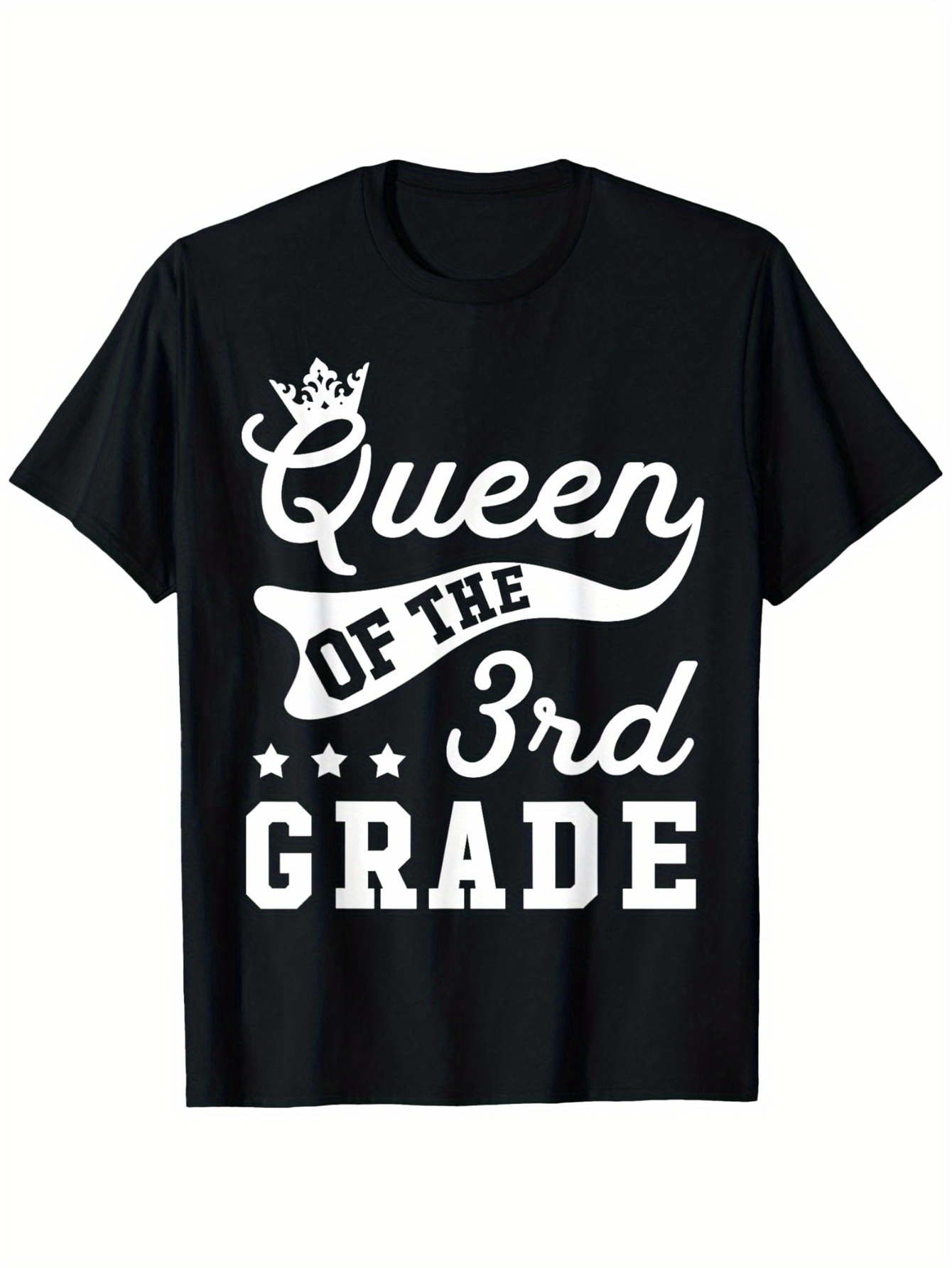 Men's Graphic T-Shirt Queen Of The 3rd Grade With Stylized Crown Accents And Decorative Lettering Shirt