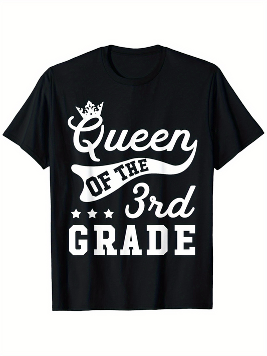 Men's Graphic T-Shirt Queen Of The 3rd Grade With Stylized Crown Accents And Decorative Lettering Shirt