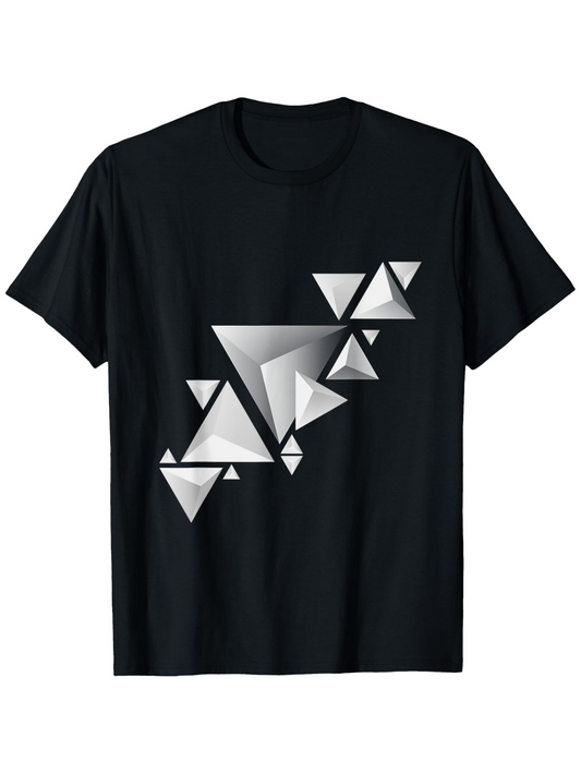 Men's Graphic T-Shirt Geometric Abstract Metallic Style Triangles In Sliced Composition
