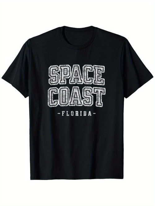 Men's Graphic T-Shirt Space Coast Florida College Varsity Lettering Florida