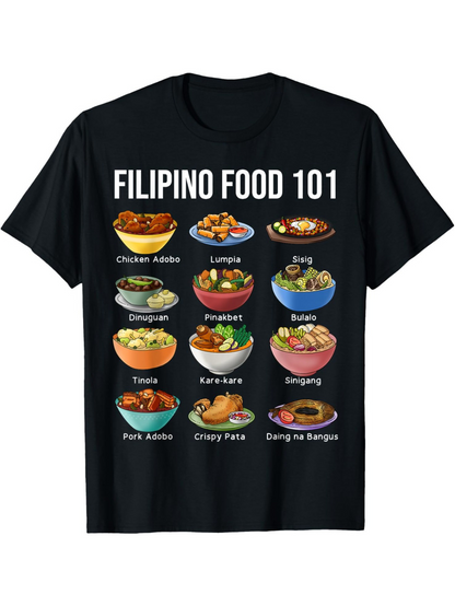 Men's Graphic T-Shirt Filipino Food 101 Colorful Bowls Featuring Traditional Dishes And Illustrations Food
