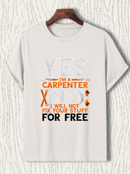 Men's Graphic T-Shirt Carpenter Message With Bold Lettering And Decorative Tools Graphic T Shirt