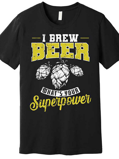 Men's Graphic T-Shirt I Brew Beer Whimsical Lettering With Hops And Playful Graphic Design Beer