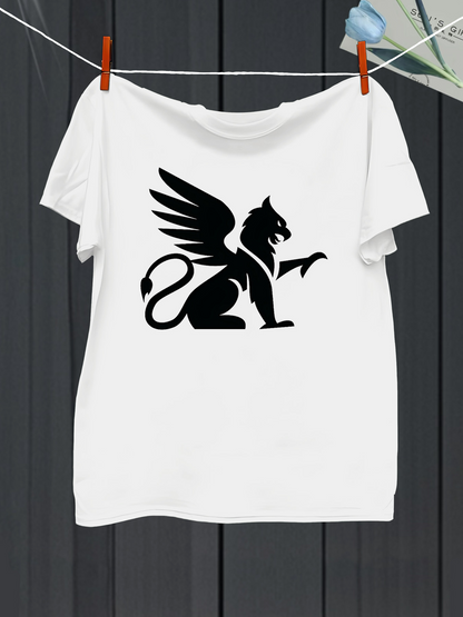 Men's Graphic T-Shirt Bold Mythical Design With Wings Outstretched Powerful Majestic Griffin
