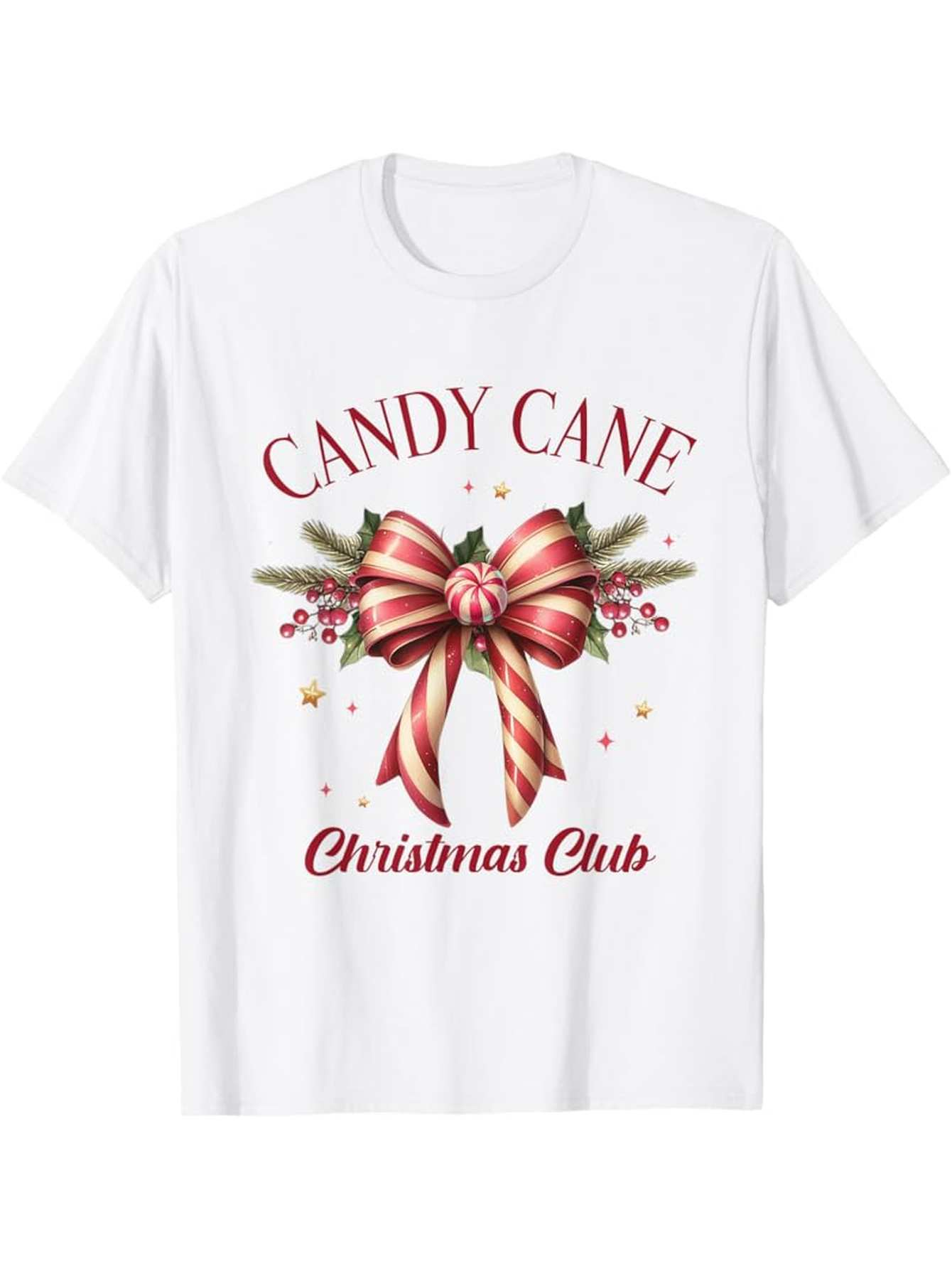 Men's Graphic T-Shirt Candy Cane Glimmering Red Ribbons And Festive Seasonal Christmas Bow