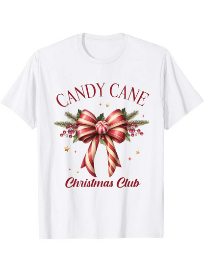 Men's Graphic T-Shirt Candy Cane Glimmering Red Ribbons And Festive Seasonal Christmas Bow