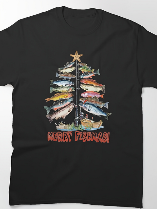 Men's Graphic T-Shirt Merry Fishmas Colorful Trout Arranged In Christmas Tree Shape