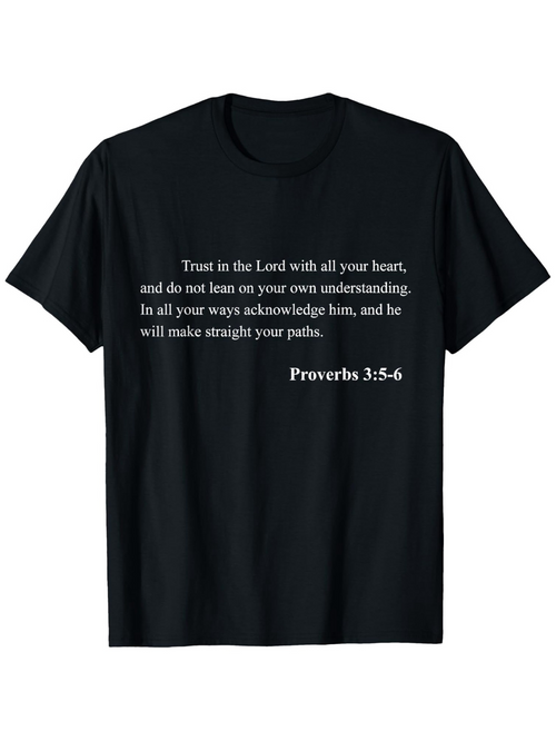 Men's Graphic T-Shirt Trust In The Lord Scriptural Wisdom Calm Black T Shirt