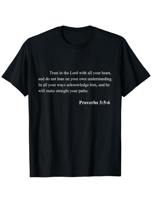 Men's Graphic T-Shirt Trust In The Lord Scriptural Wisdom Calm Black T Shirt