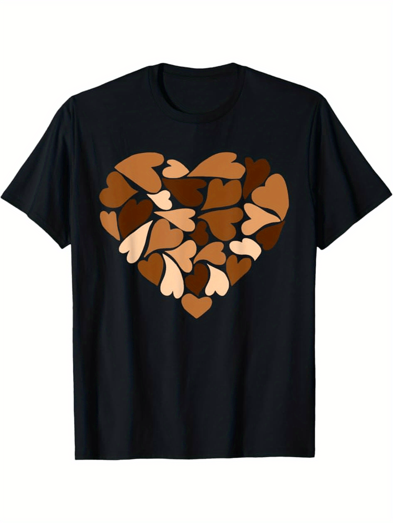 Men's Graphic T-Shirt Layered Warm Toned Hand Drawn Hearts Forming A Central Heart Shape