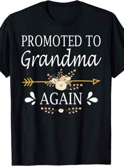Men's Graphic T-Shirt Promoted To Grandma Again With Arrow And Floral Elements