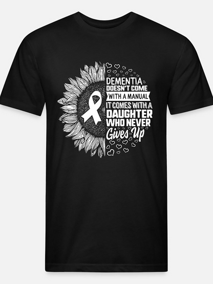 Men's Graphic T-Shirt Dementia Awareness With White Ribbon Sunflower Hearts And Inspirational Quote Daughter