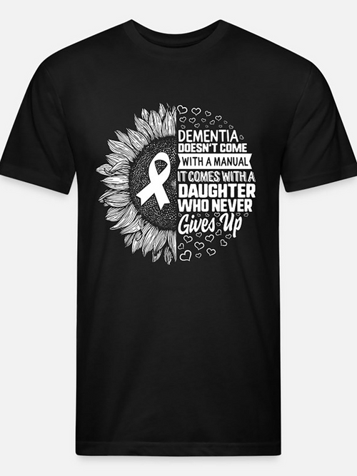 Men's Graphic T-Shirt Dementia Awareness With White Ribbon Sunflower Hearts And Inspirational Quote Daughter