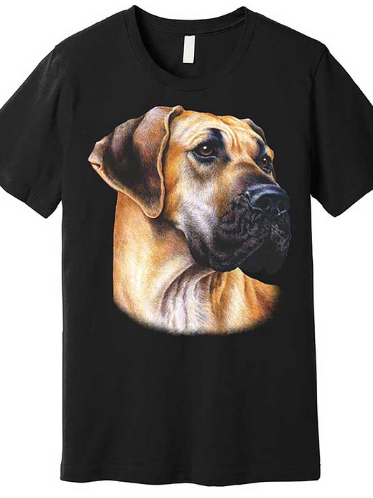 Men's Graphic T-Shirt Realistic Portrait Lighting With Warm Tones On Gentle Great Dane Dog