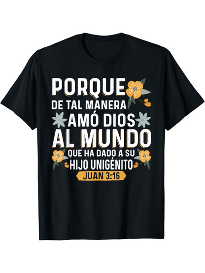Men's Graphic T-Shirt Yellow Flowers With Typographic Elements On Black Cotton Shirt